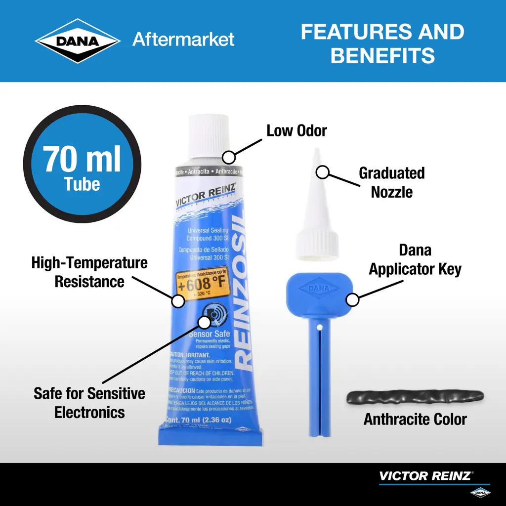 Reinzosil® RTV Silicone Gasket Maker, Sensor Safe, Non-Corrosive, Use in Oil-Resistant, High-Torque and Lightweight Applications - 70ml Tube - 70-31414-10 - NON-RETURNABLE thumbnail 5