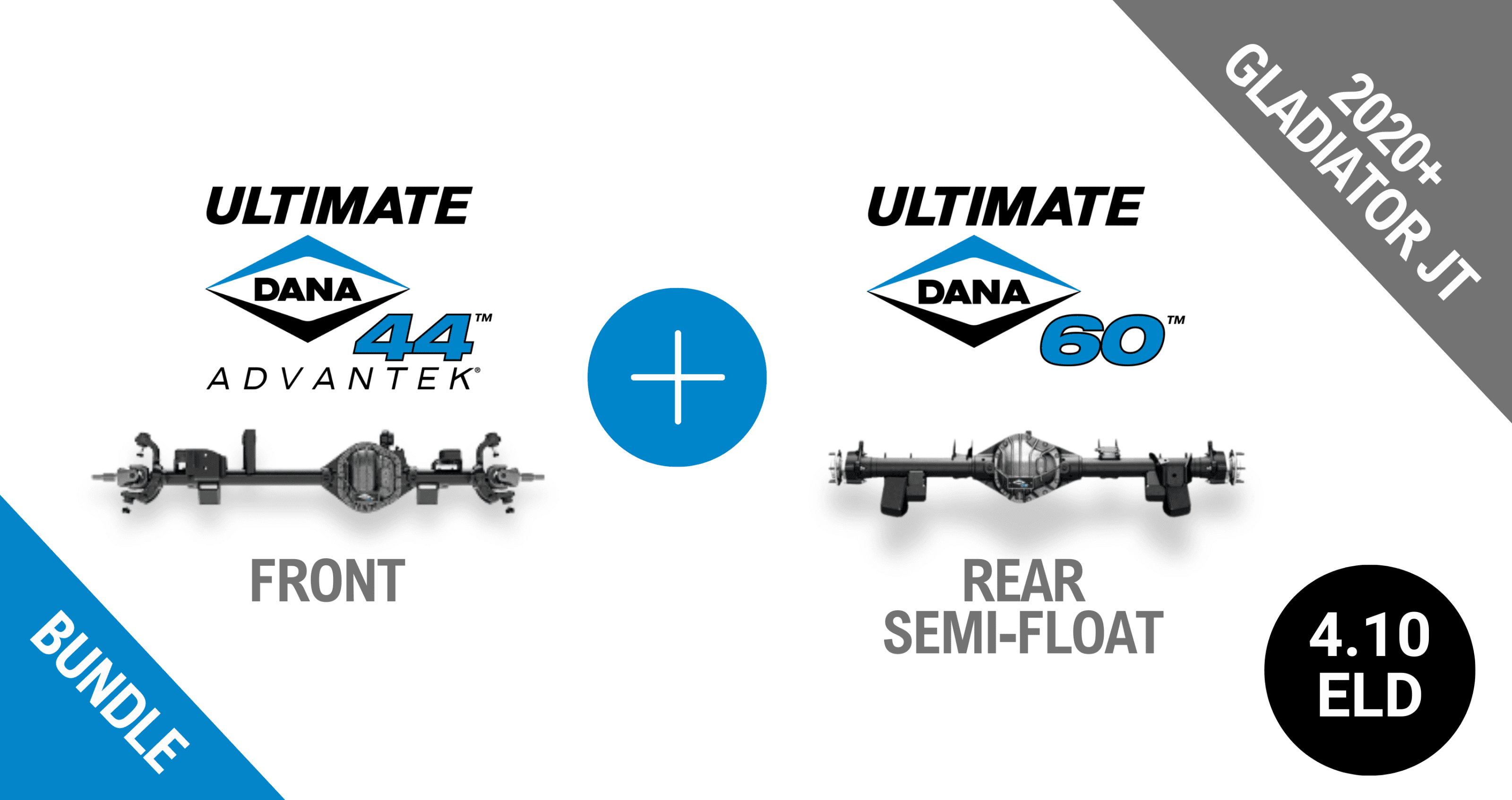 Jeep Gladiator JT 4.10 Gear Ratio Bundle: Ultimate Dana 44™ AdvanTEK® Front ELD (10047715) + Semi-Float Ultimate Dana 60™ Rear ELD (SF-L60JT410E-69) - NON-RETURNABLE